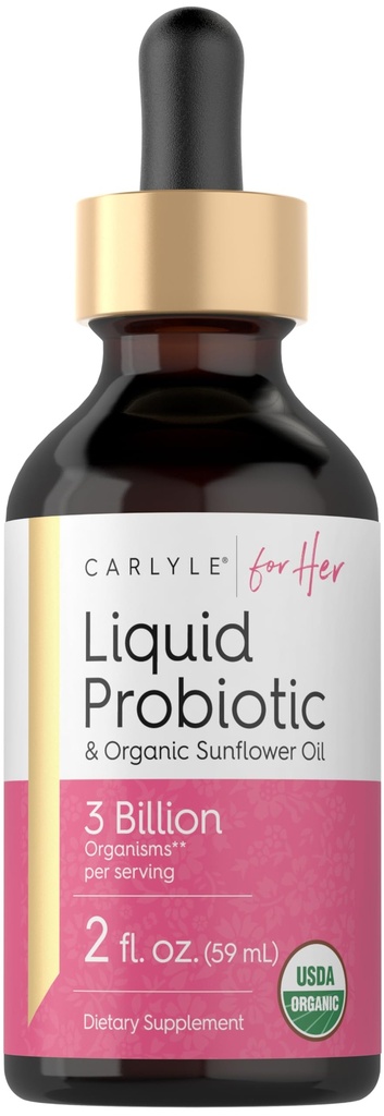 Carlyle Vedel Probiootikum Naistele | 2 fl oz | orgaanilise päevalilleõliga | 3 miljardit aktiivset organismi | Toidulisand tema jaoks