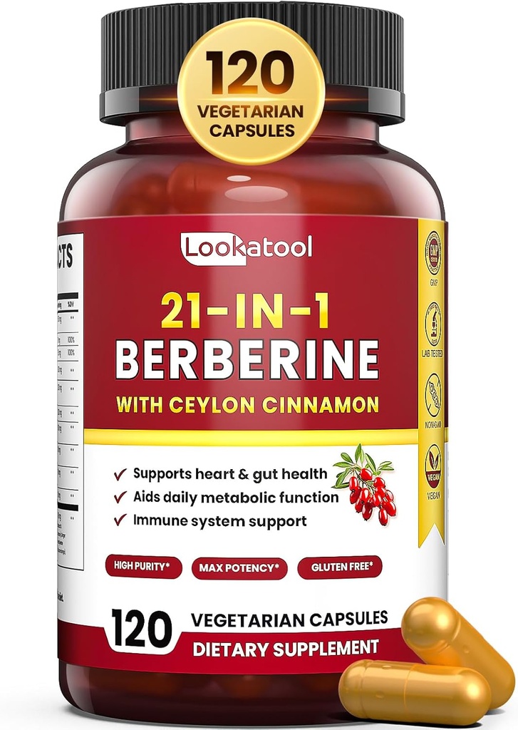 21-in-1 berberiini lisand koos tseiloni kaneeliga - orgaaniline berberiin HCL Fütosoom, 5x kõrgem imendumine ainevahetuse toetamiseks 120 kapslit