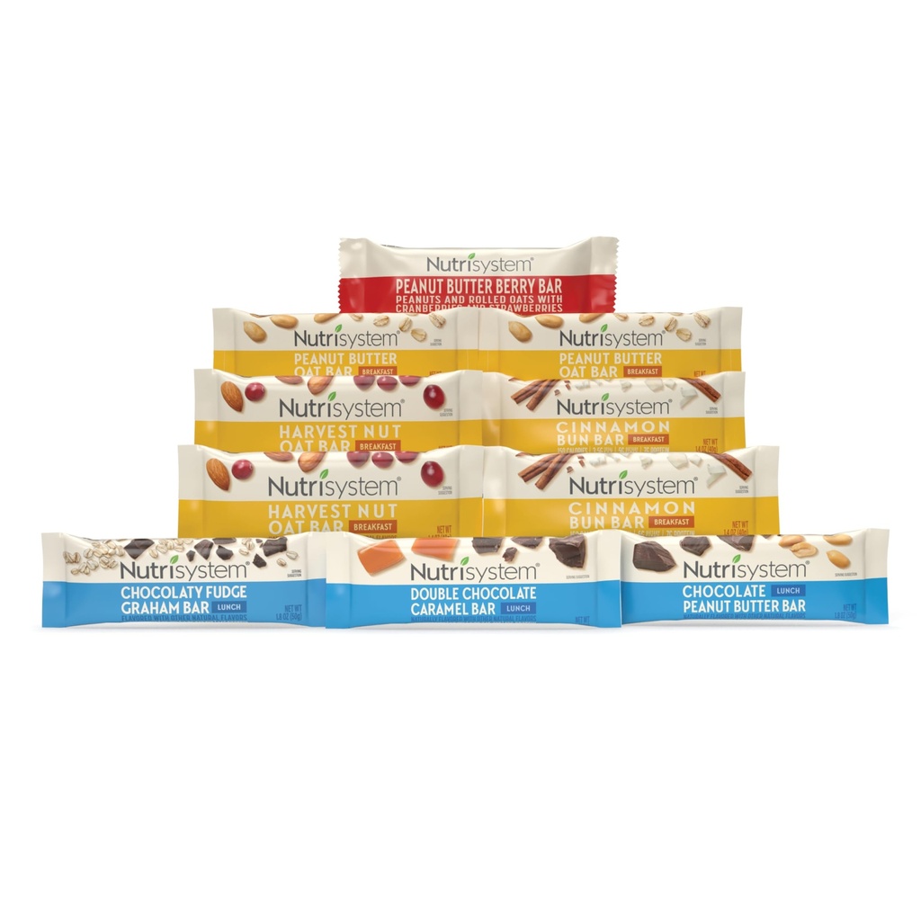 Nutrisystem® hommikusöögi ja lõunasöögi baari sordipakett, aitab toetada kehakaalu langust - 10 loend