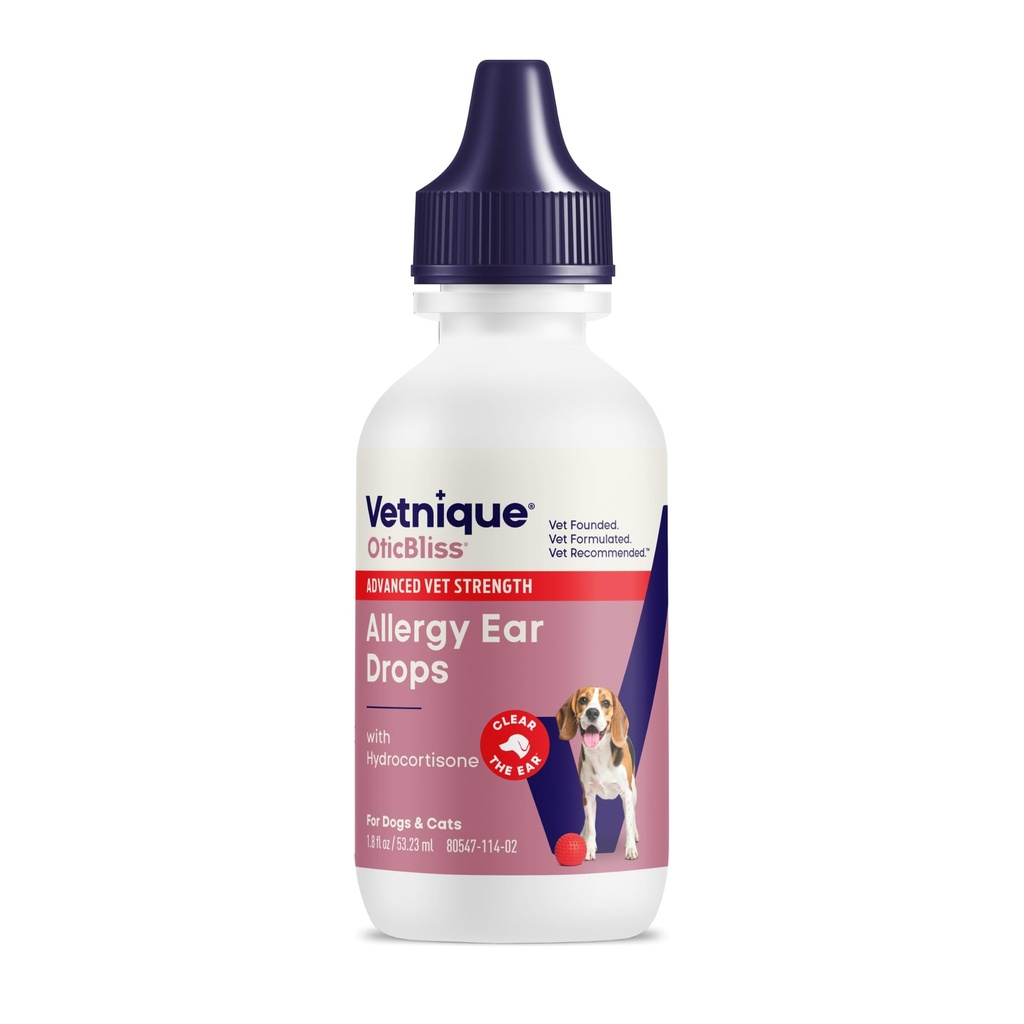 Vetnique Oticbliss Medicated Cat & Dog Ear Cleaner tilgad - Koer Kõrva infektsiooni ravi 1% hüdrokortisooniga, et leevendada sügelust, punetust ja turset - Vet Soovitatav