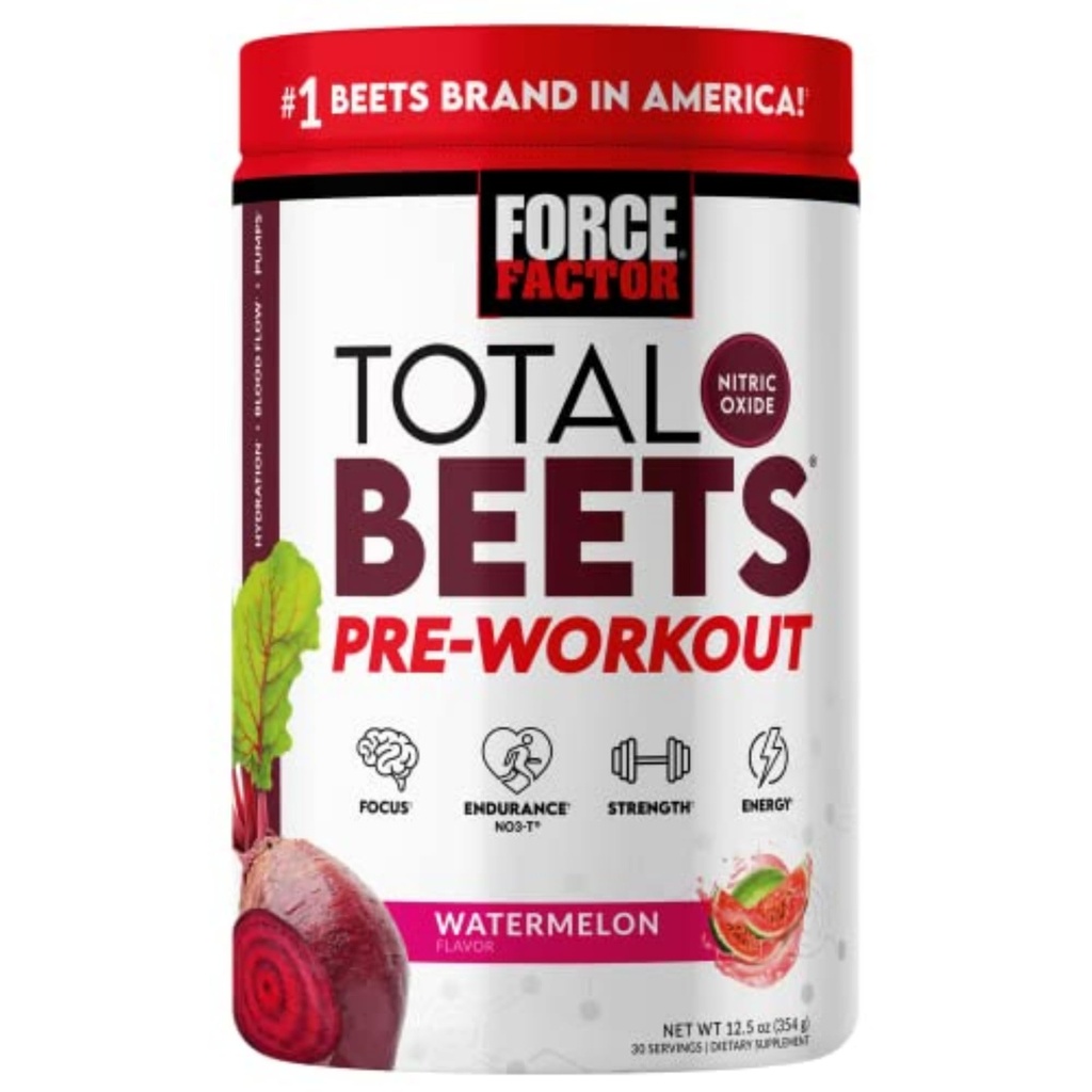 FORCE FACTOR Kogu peedid Pre-Workout Pulber, et suurendada energiat ja vastupidavust, suurendada tugevust ja parandada verevoolu ja pumbad, lämmastikoksiidi täiendus peedi juurepulber, arbuus, 30 Servings