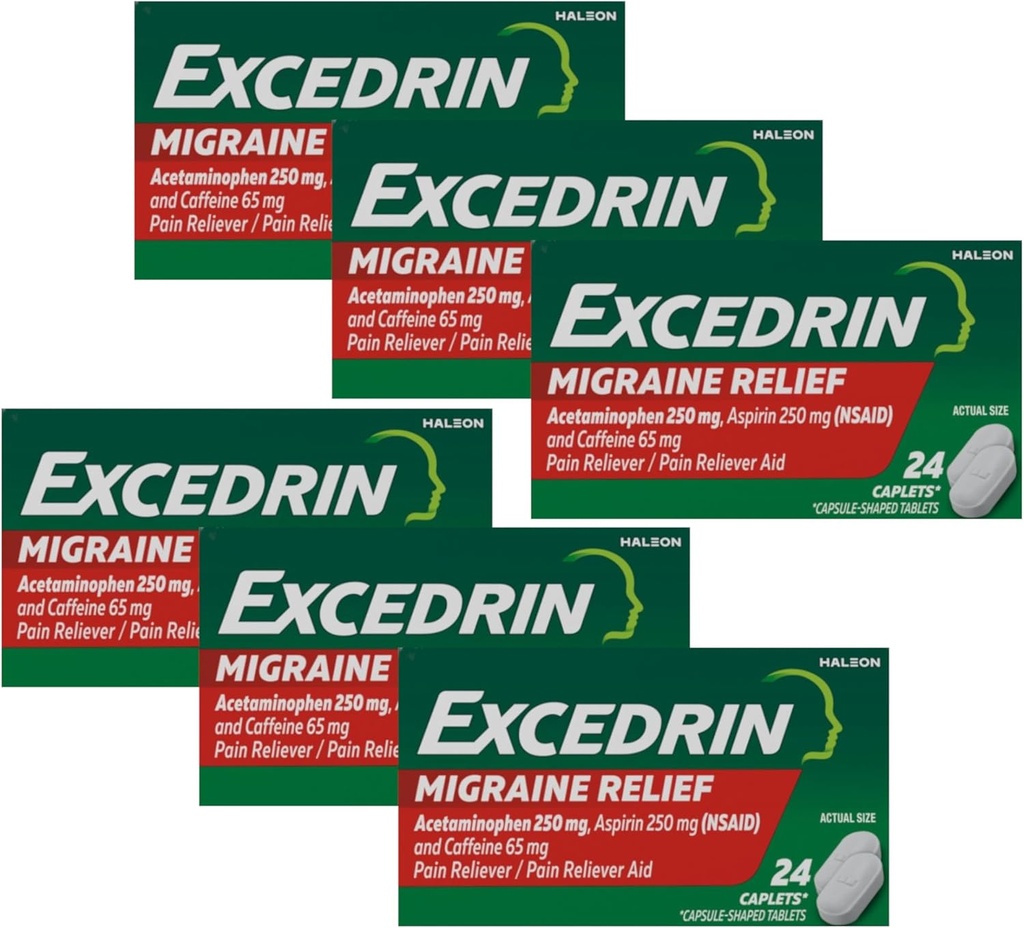 Excedrin Migreen Relief Ravimid, 24 kapslit (pakk 6)
