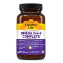 Country Life Omega 3-6-9 Täielik täiendus - 1534mg Omega rasvhapped - toetab südame-veresoonkonna, aju, naha ja immuunsüsteemi tervist - sertifitseeritud gluteenivaba, mitte-GMO - 90 Softgels