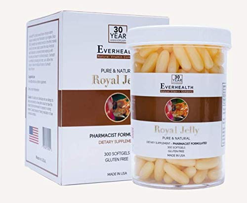 EVERHEALTH Vital Royal Jelly 1000mg (300 Softgels) Dieet täiendus Autentne puhas tõeline kvaliteet