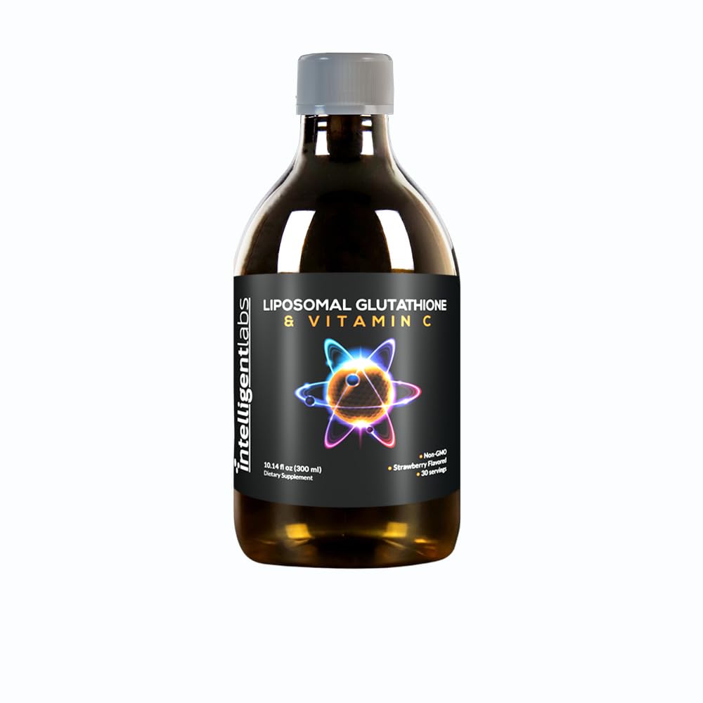 Intelligent Labs Liposomal Glutatioon + Vitamiin C, Advanced Vedel Antioksüdant Valem, 500 mg Vähendatud L-Glutatioon + 1000 mg C-vitamiini Serving, 30 Servings, Sojavaba