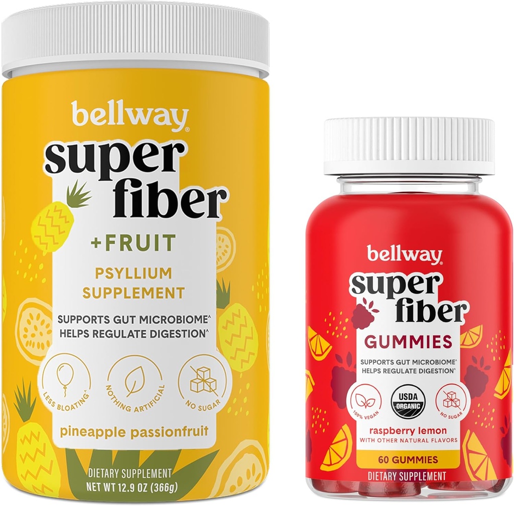 Bellway Super Fiber Powder + Fruit, ananassipassion Fruit Super Fiber Gummies Bunder