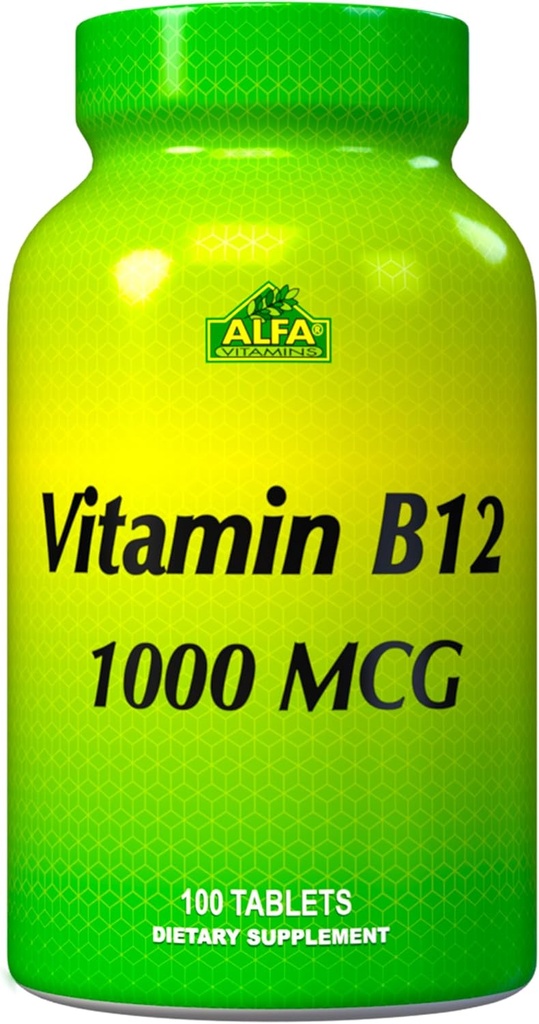 ALFA VITAMINS Vitamiin B12 1000 Mcg 100 tabletti. Immuunsüsteem. Närvid ja aju tervis. Ainevahetus