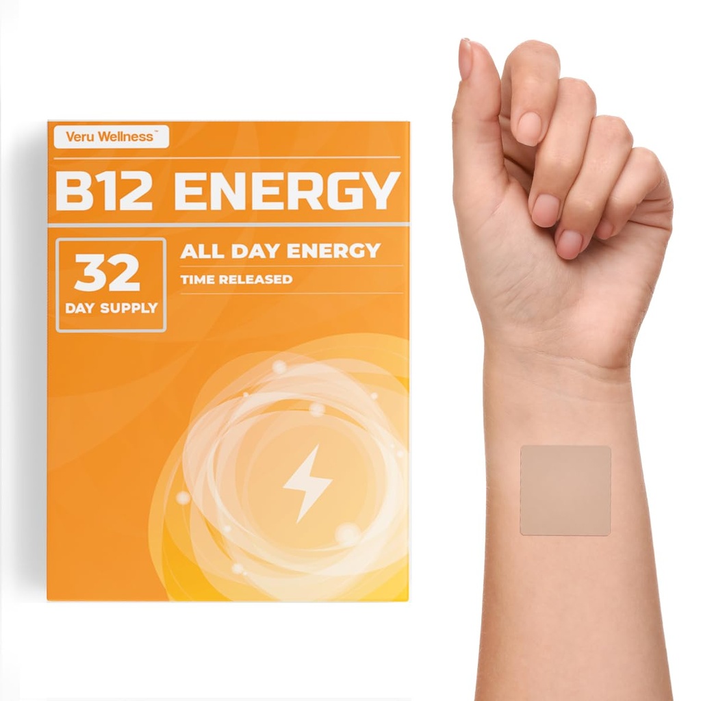 Veru Wellness B12 Energy Patch - Energy, Focus - B12, C, B6, Raud, Guarana ja Garcinia Cambogia Kasuta ainult 32 Loe