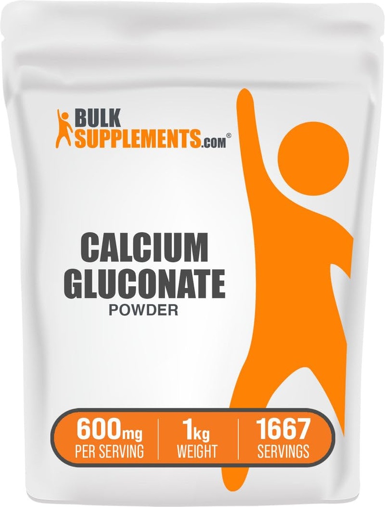 BulkSupplements.com Kaltsiumglükonaatpulber - kaltsiumilisand, kergesti imenduv - maitsestamata & gluteenivaba, 600mg serveerimise kohta, 1kg (2,2 naela) (pakk 1)