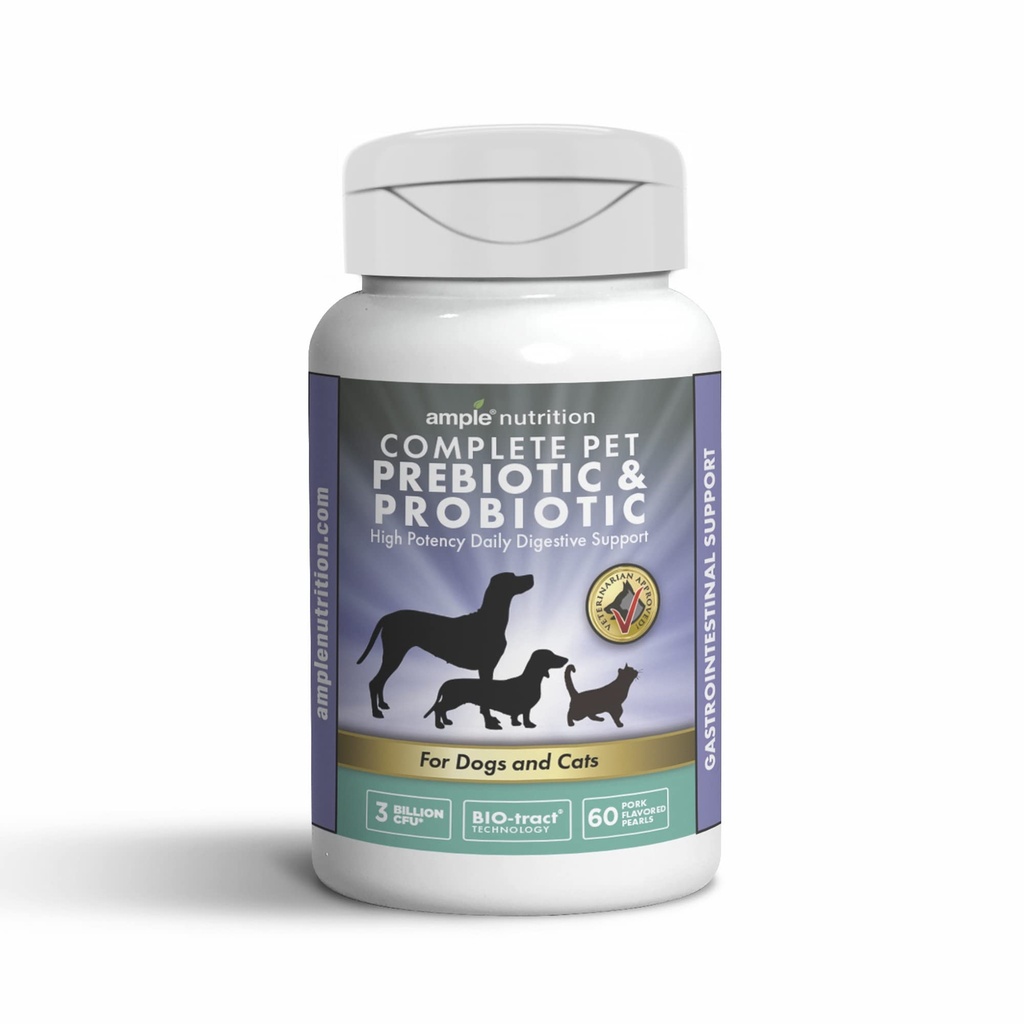 Ample Nutrition Complete Pet Prebiootikum + Probiootikum koertele ja kassidele, 60ct Seamaitselised Pärlid