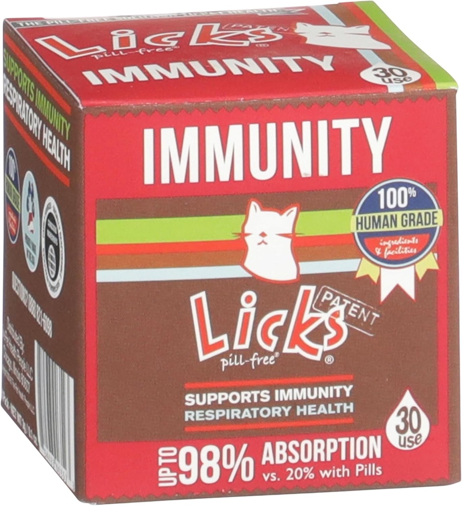 Licks Pill-Free Cat Immunity - Immune Support Cat Supplys - Hingamisteede toidulisandid - Tervisetarbed - Geelpakendid - 30 kasutus