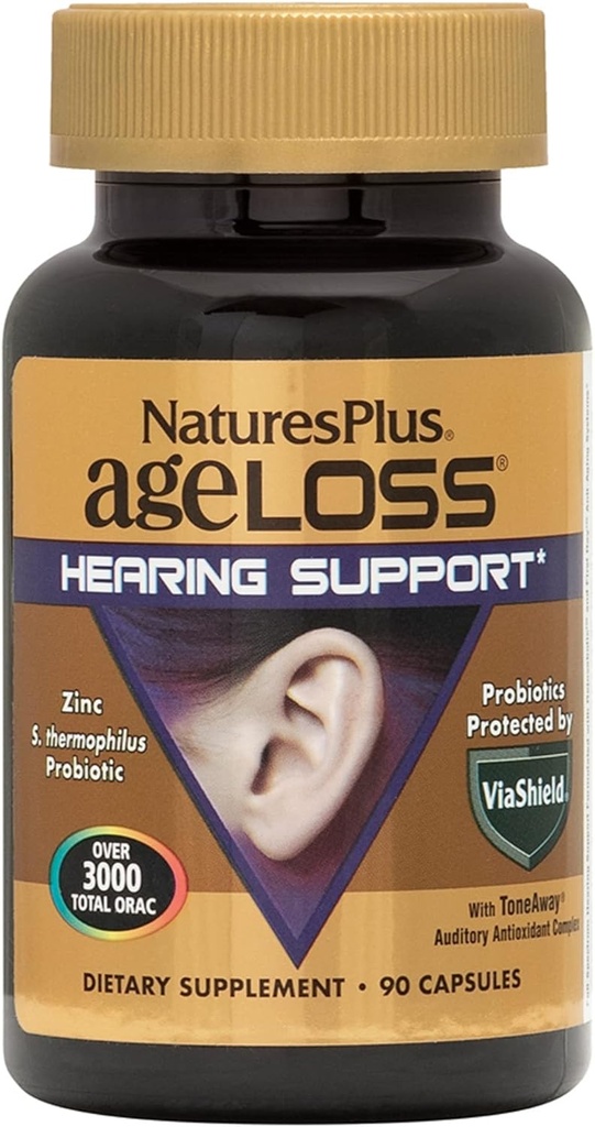Natures Plus AgeLoss kuulmistoetus - 90 kapslit - taimetoitlane, gluteenivaba - 30 serveerimist
