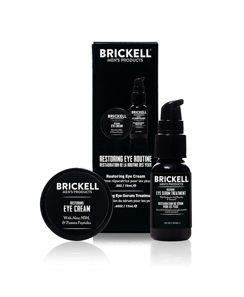 Brickell meeste taastav silmade rutiin meestele, silmakreem ja seerum meestele, looduslik ja orgaaniline, lõhnata, meeste nahahoolduse kingitus komplekt
