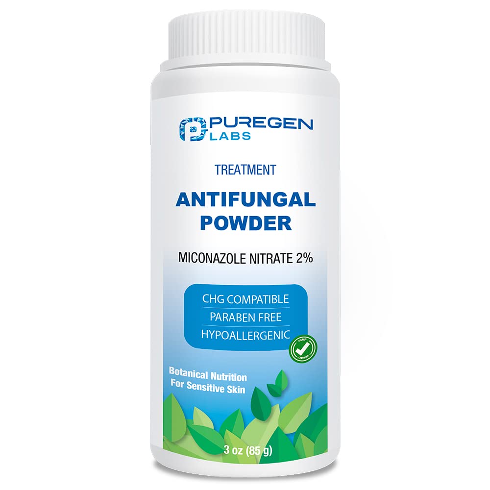 Puregen Labs Seenevastane pulber 2% mikonasoolnitraadiga tavaliste seeninfektsioonide jaoks, sealhulgas sportlase jalg, Jock Itch ja Ringworm, Talk Free, 3 oz (85g)