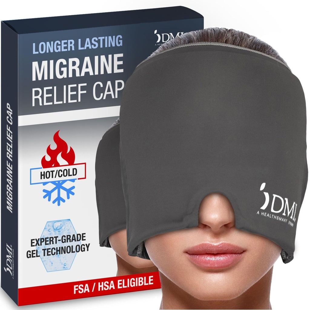 DMI Ultra Migreen Relief Cap | Natural Headache Relief | HSA & FSA Eligible | Migreen Mask and Headache Relief Hat | Gel Eye Mask | Ice Face Mask and Cold Cap for Migreens | Peavalu Jääpakend