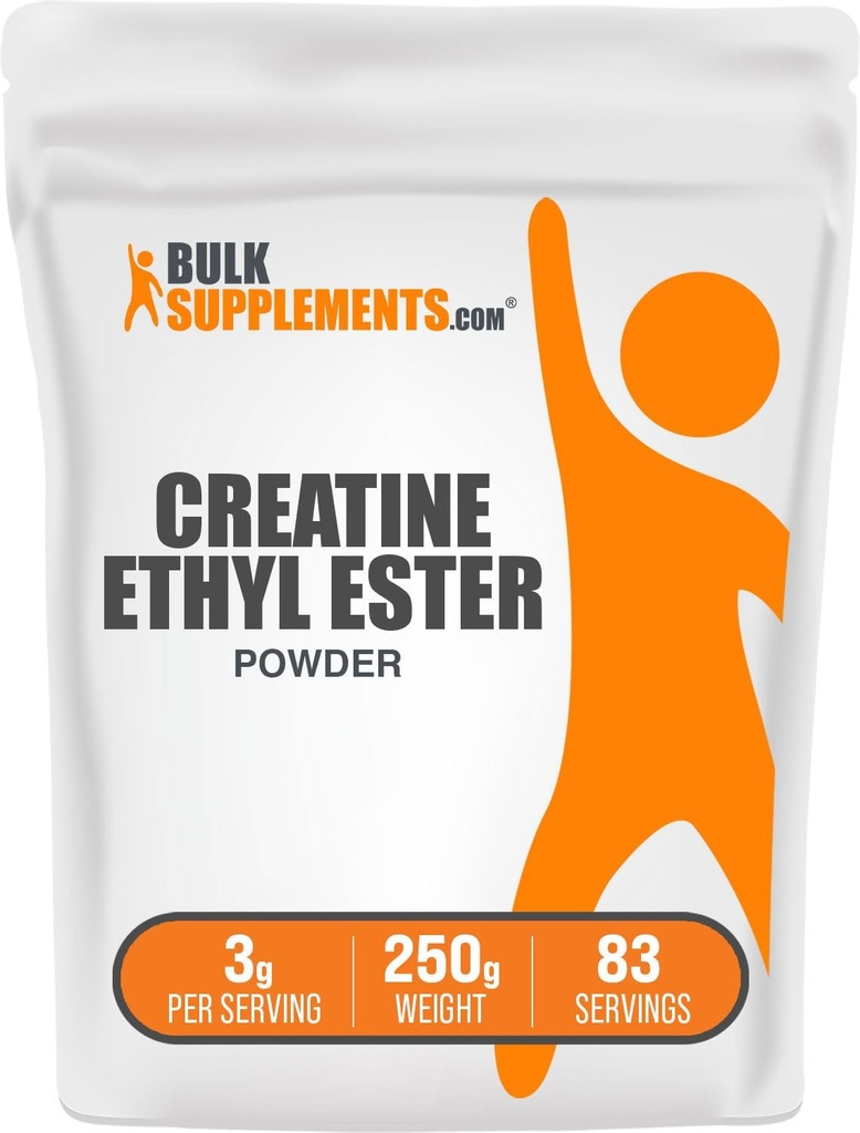BulkSupplements.com Kreatiin Ethyl Ester HCl Pulber - Kreatiin Täiendus, Kreatiin Ethyl Ester Pulber - Maitsestamata & Gluteenivaba, 3 g Serving, 250 g (8,8 oz) (pakk 1)