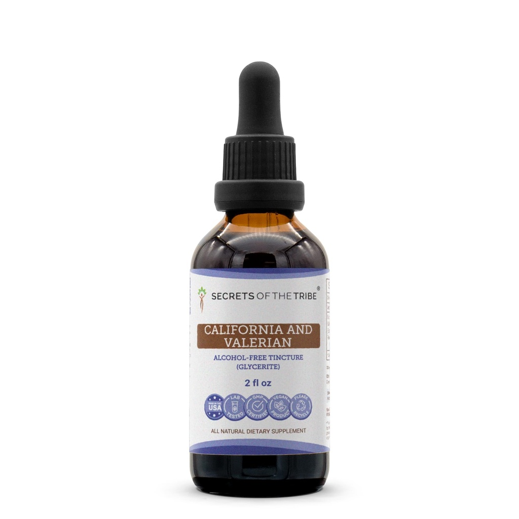 Saladused Tribe California ja Valerian tinktuur Alkoholivaba ekstrakt, maitsetaimed (California Poppy Herb and Flower, Valerian Juur) 2 oz