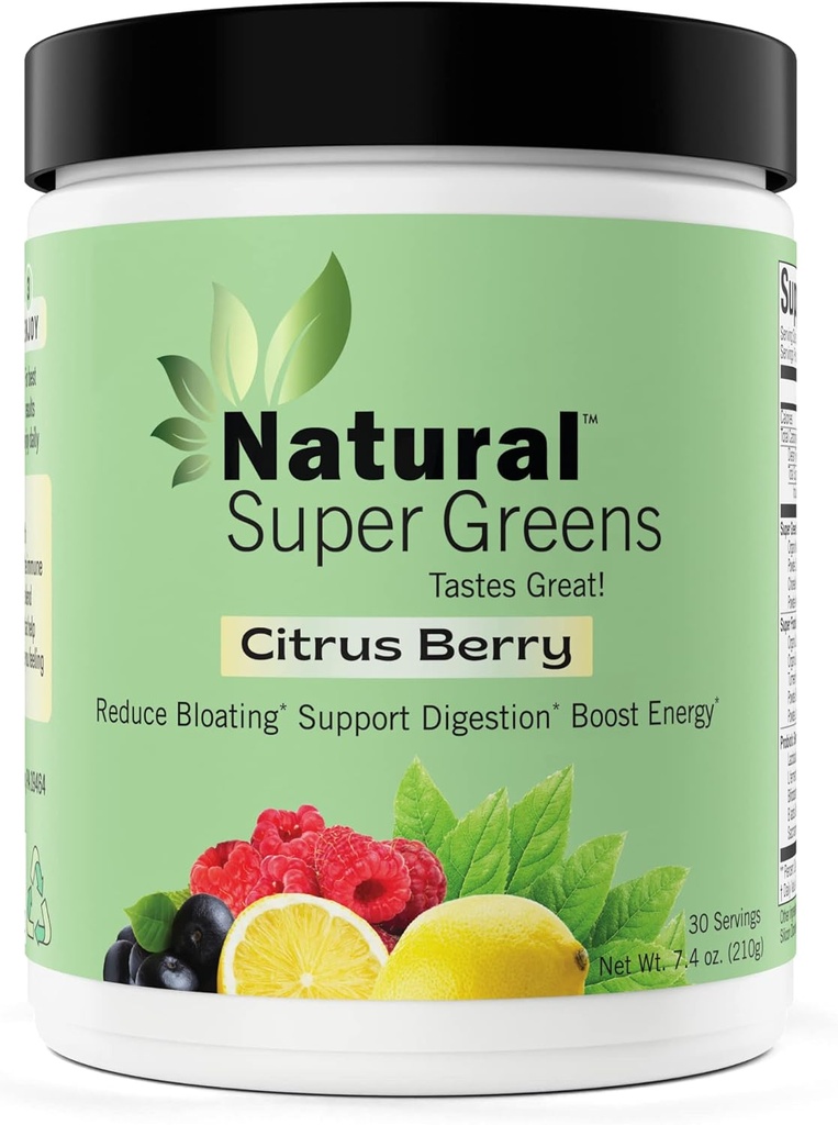 Super Greens Powder Organic | Green Supplements | Great Maitse Puu- ja Köögiviljad Mahl & Smoothie Mix Probiootikumid & Seedeensüümid & Chlorella (Citrus Berry)1 punkt,7,4 Ounce