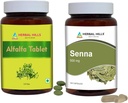 HERBAL HILLS Alfalfa tablett ja Senna Leaf kapslid Pakendis 2 Combo