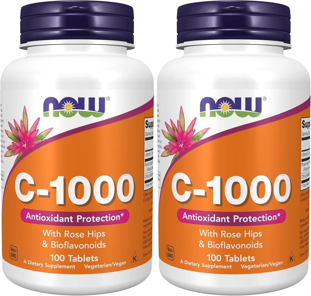 NOW toidulisandid, vitamiin C-1,000 koos Rose HIPS & Bioflavonoididega, antioksüdantide kaitse *, 100 tabletti (2. pakend)