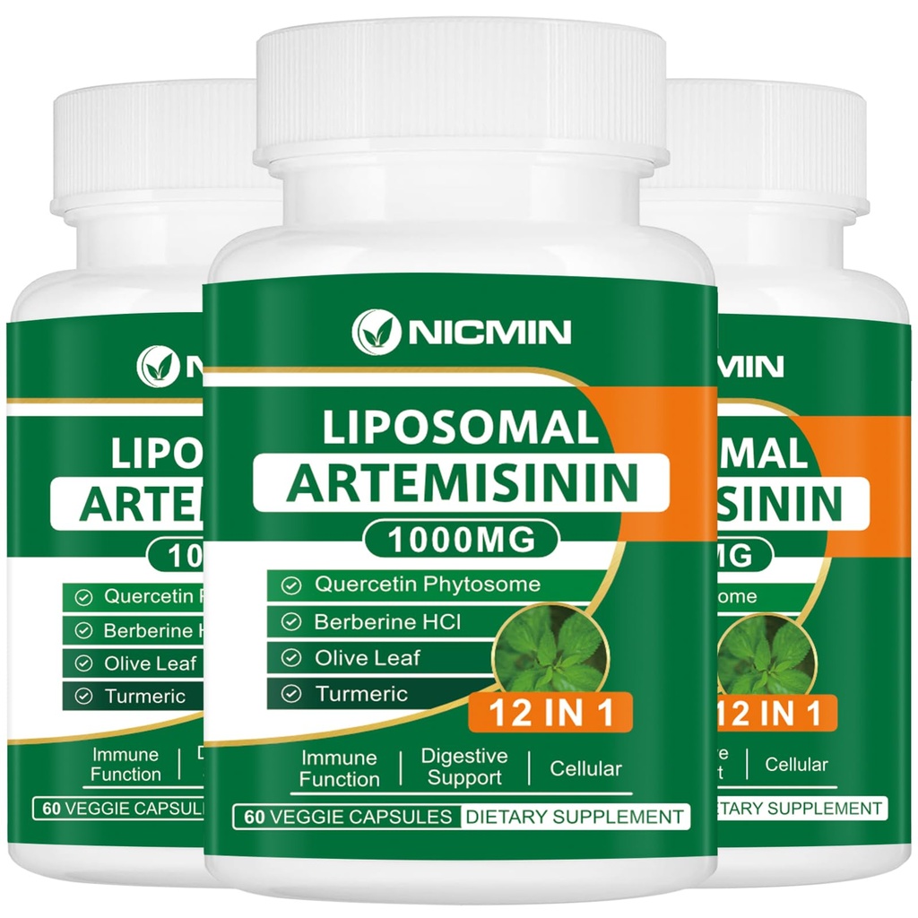 Liposomal Artemisinin Supplement 1000mg, Sweet Wormwood Extract 200mg Quercetin Phytosome, Maksimaalne imendumine Antioksüdant 180 kapslit