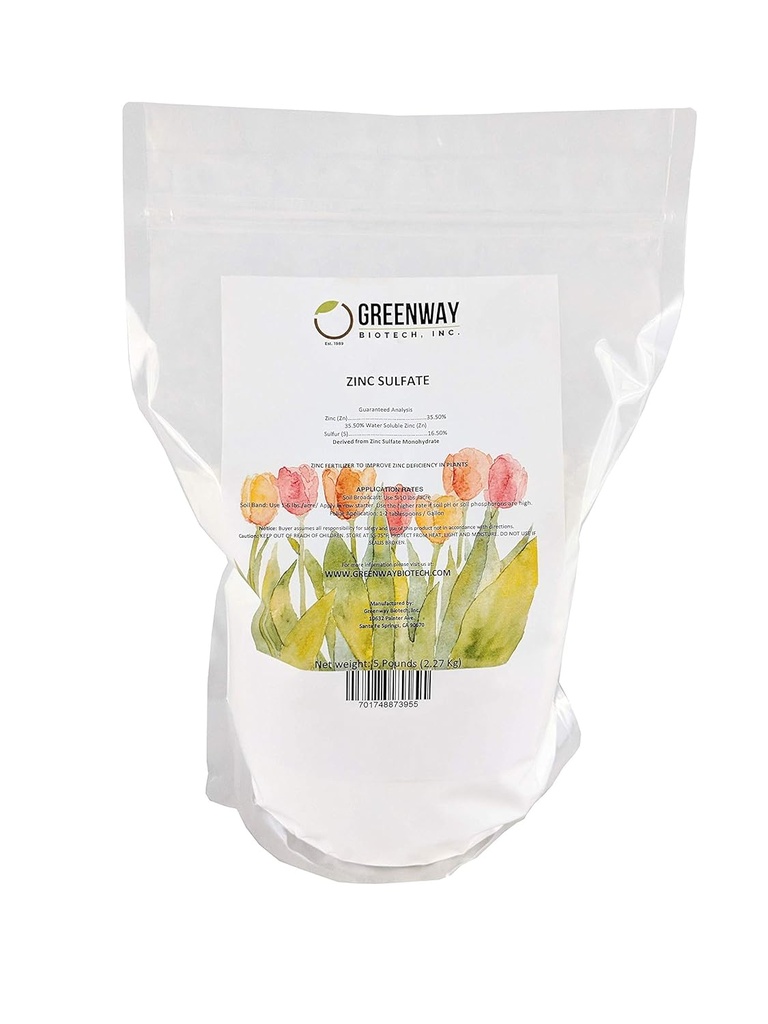 Greenway Biotech, Inc. Tsinksulfaat Pulber 35,5% Monohüdraat Plus 16,5% Väävel (5 naela)