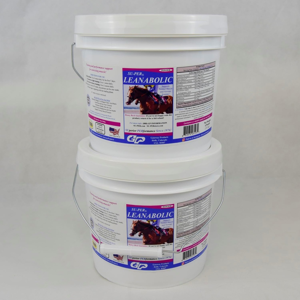 SU-PER Leanabolic Horse Muscle Supplement - Koolitus ja jõudluse toetamine hobustel - Horse Vitamiinid ja mineraalid Supplement - 4 naela, (2 Pack)