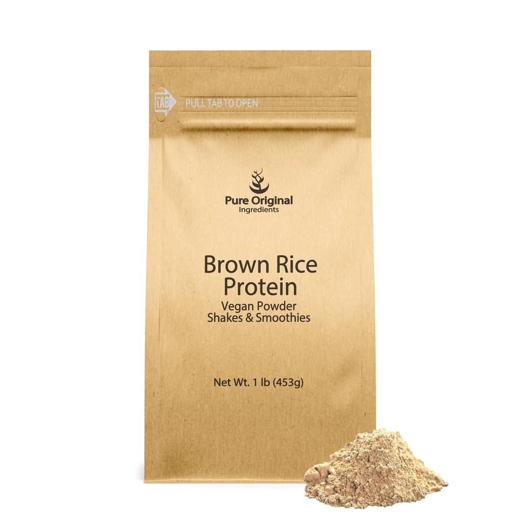 PUHASED ORIGINAALSED KOOSTISOSAD pruun riis Veganvalgu pulber (1 lb), idandatud pruun riis, gluteenivaba, raputatud ja smuutid