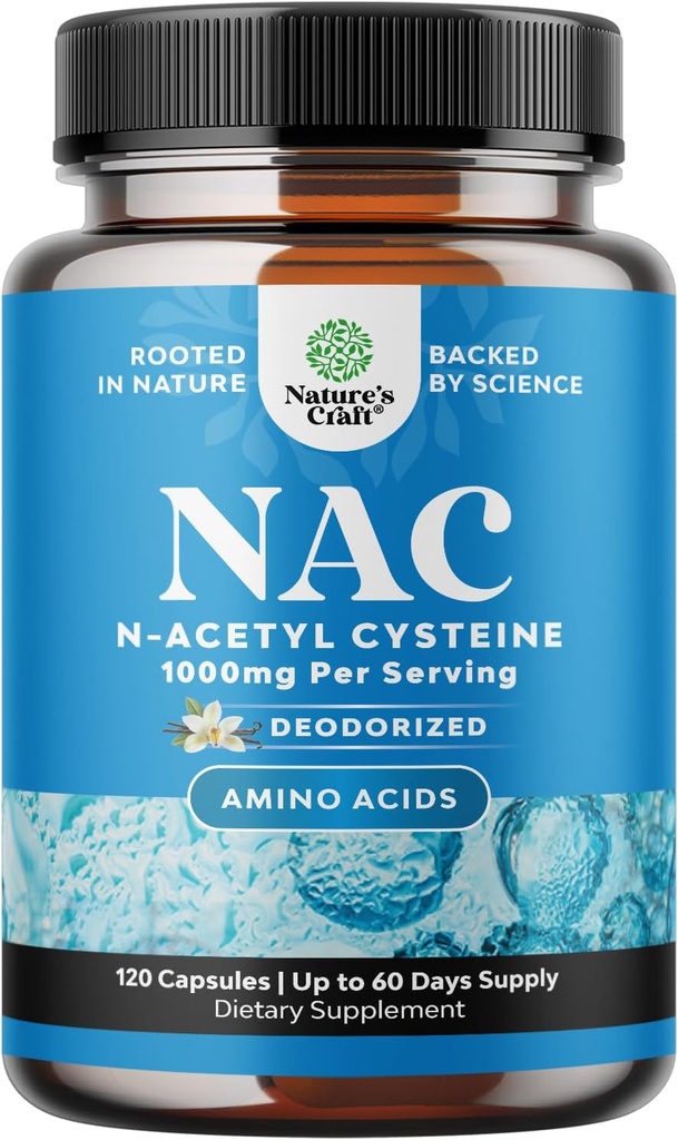 NAC Supplement N-atsetüül Cysteine 1000mg - Vegan High Absorption Non-Smelly NAC 1000mg Kapslid Glutatiooni Prekursor Maksa puhastamiseks Detox & Repair Plus Kopsu tervise ja immuunsuse tugi (2 kuud)