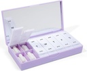 PORT X POLISH Designer Weekly Pill Box Korraldaja (AM/PM 2X Daily, Lilac) | Kompaktne, stiilne 7-päevane vitamiinilisajuhtum | armas kaasaskantav Mini reisimeditsiini vedaja | BPA-vaba Pillbox Caddy