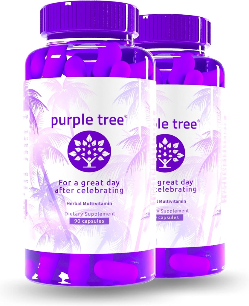 purple tree Post-Celebration Wellness Supplement | Liver Support, Body Replenisher, Rapid Hydration | Dihydromyricetin DHM, Milk Thistle, Electrolytes, Vitamin B, Willow Bark, Quercetin (180 Pills)