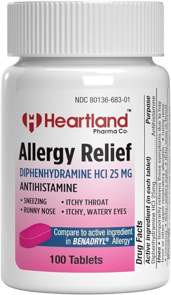 Difenhüdramiin HCI | difenhüdramiin Allergia leevendamine | Antihistamiin difenhüdramiin 25 mg tabletid | 100 loend