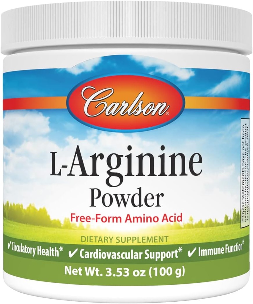 Carlson - L-arginiinpulber, vaba vorm Aminohape, vereringe tervis, 3,53 oz (100 g)