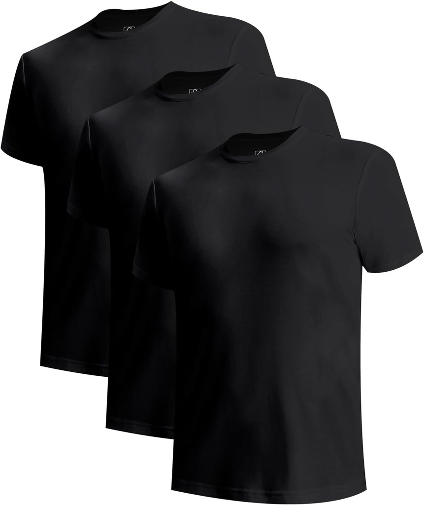 BAMBOO COOL Meeste alussärgid Slim Fit V-Neck/Crewneck, Niiskus-Wicking T-särgid Pehmed Venitavad Valged Teed Meestele, 3 Pack