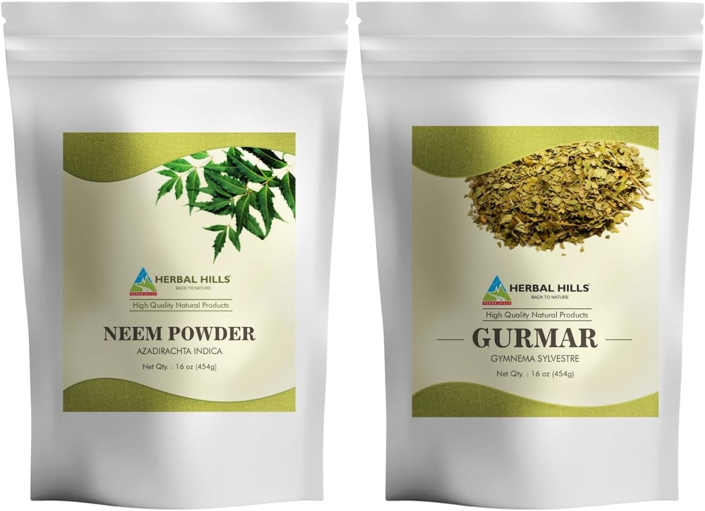 HERBAL HILLS Neem Leaf Powder ja Gurmar Powder Gymnema Sylvestre Pakend 2 Combo