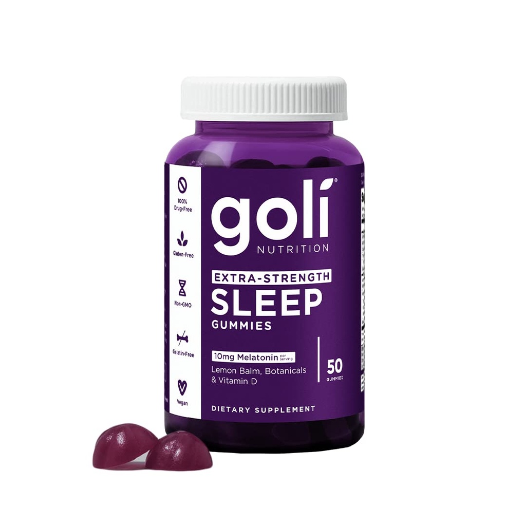 Goli toitumisalane täiendus, ekstra tugevusega unekumm 10mg melatoniin - 1 Pack 50 Count - gluteenivaba, vegan, mitte-GMO ja želatiin-vaba