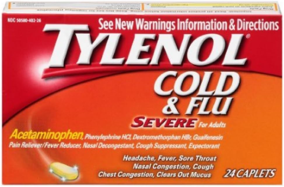 Tylenol Cold & Flu Sever suurus 24ct Tylenol Cold & Flu Sever 24ct