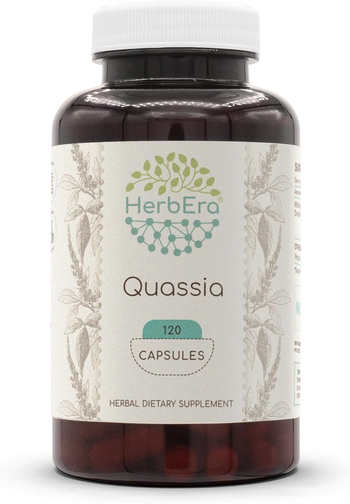 HerbEra Quassia 120 kapslit , 500 mg , metsik kvassia ( Quaassia Amara ) Kuivatatud koor ( 120 kapslit )