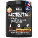 Zeal Naturals Electrolyte Powder Recovery Drink (90 Servings | Peach Mango) w 0 Sugar +BCAAs + B-vitamiinid Elektrolüütlisand w kaaliumtsink & magneesium hüdreerimiseks - Keto elektrolüüdid
