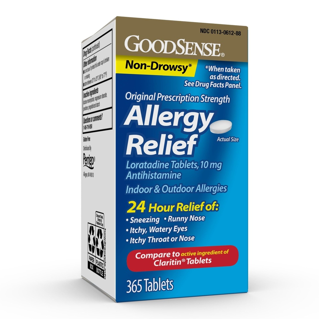 GoodSense Allergy Relief Loratadine Tablets 10 mg, Antihistamiin, Allergia Meditsiin 24-tunnise allergia leevendamiseks, 365 Count