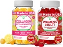 Lunakai Collagen and Women's Multivitamin Gummies Bundle - Non-GMO Anti Aging Supplements with Biotin, Zinc, Vitamin C and E - 100% Daily Value of 16 Essential Vitamins and Minerals - 30 Days Supply