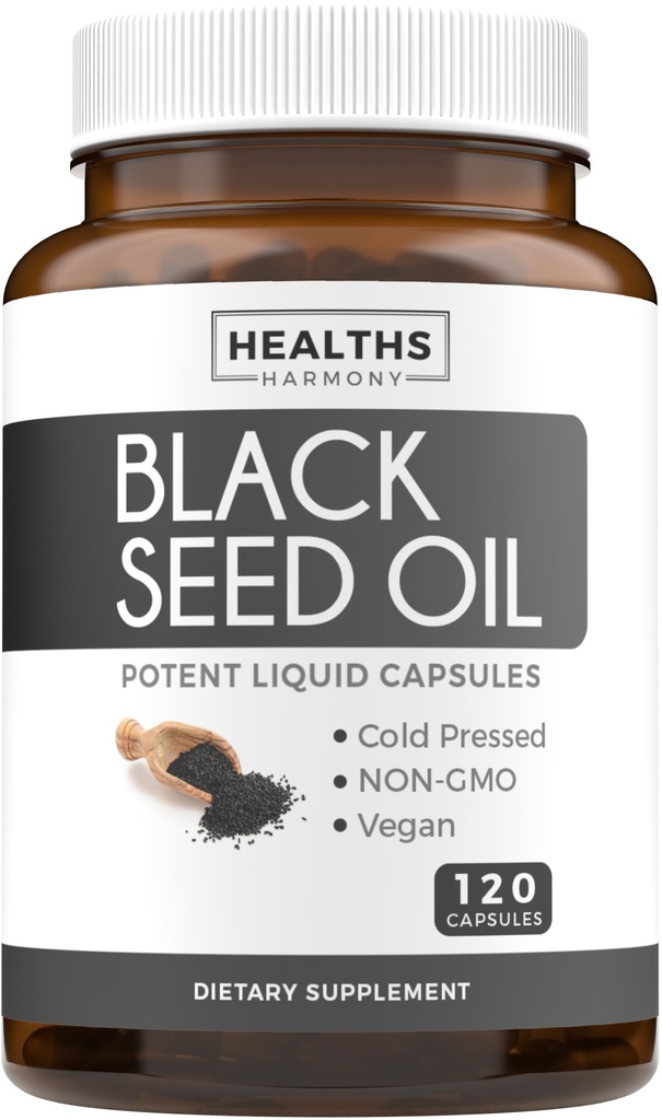 Black Seed Oil - 120 Softgel Kapslid Naha Tervis (Non-GMO & Vegan) Külmpressitud Nigella Sativa Tootmine puhas must köömneseemneõli vitamiin E - 500mg Iga, 1000mg 2 kapslit Serving