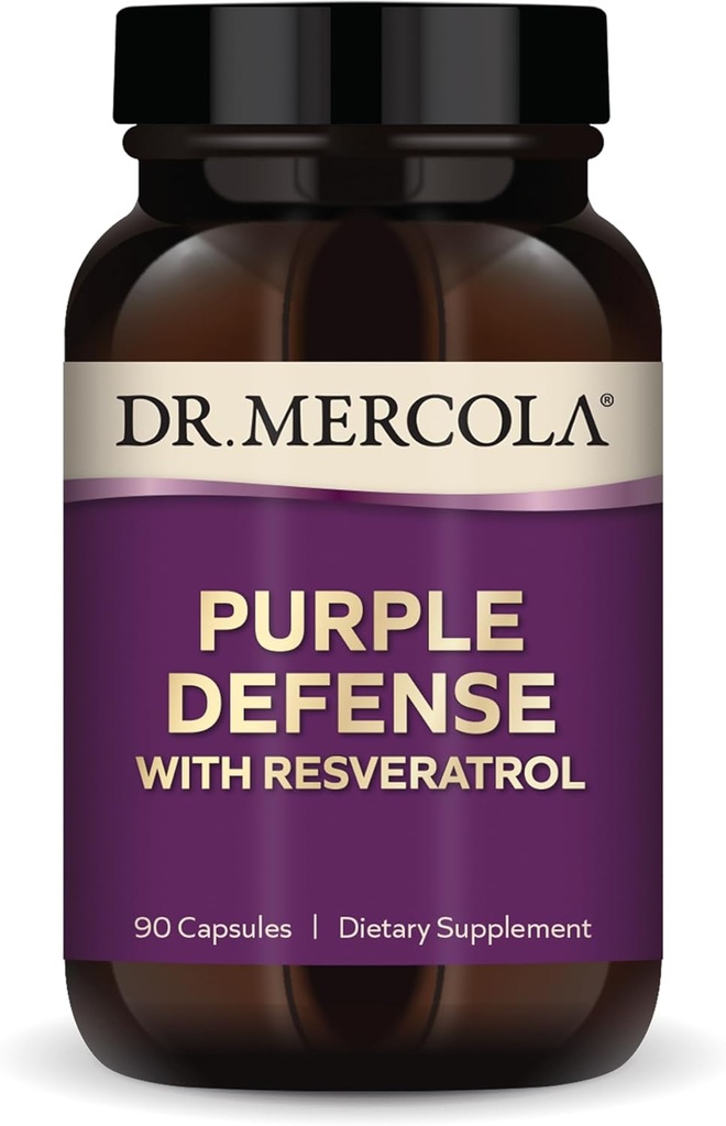Dr Mercola Purple Defense - suure tugevusega antioksüdantide tugi - viinamarjaseemnete ja nahaekstraktiga - toetab südame-veresoonkonna ja aju tervist - 90 kapslit