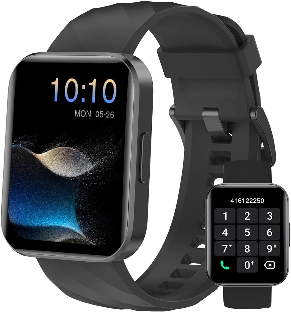Smart Watch (Vasta / Tee kõned), 1.85" Smart Watchs meestele Naised Digitaalne Watch Fitness Tracker 100+ Sport Modes Heart Rate Monitor iOS Android Phones Veekindel Must