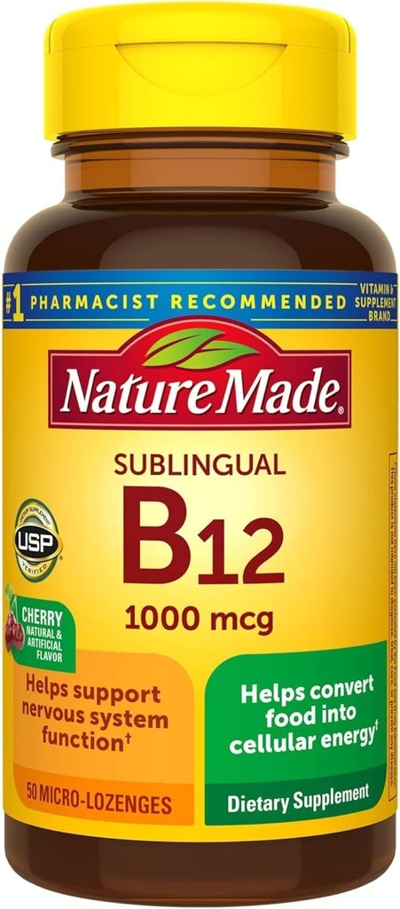Loodus tegi keelealuse vitamiini B12 1000 mcg mikromahuteid, 50 ainevahetuse tervist