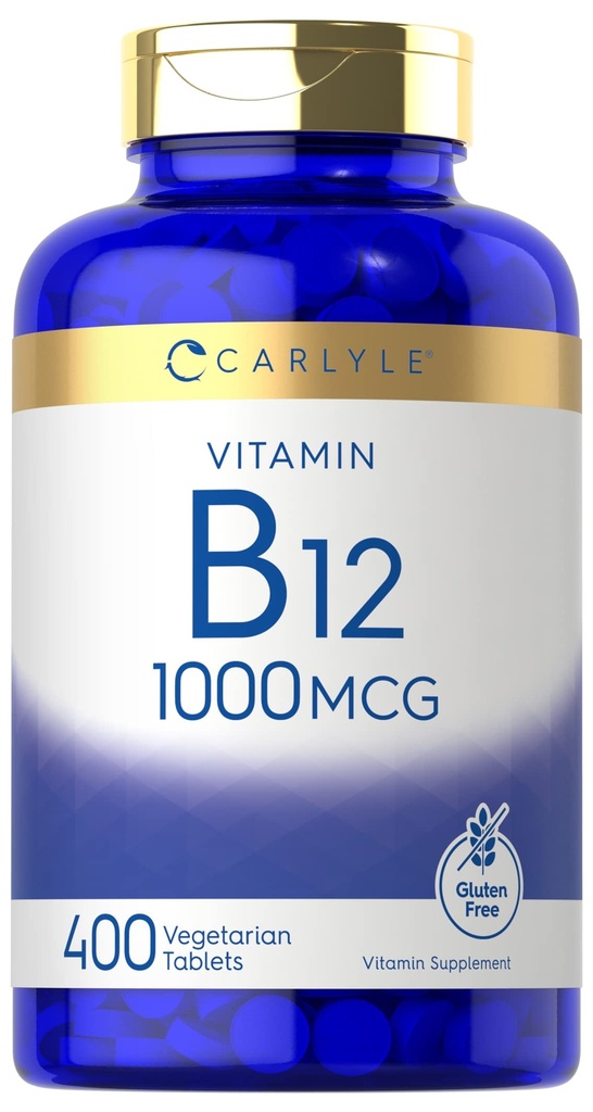 Carlyle Vitamiin B12 1000 mcg | 400 tabletti | Taimetoitlane, mitte-GMO, gluteenivaba toidulisand