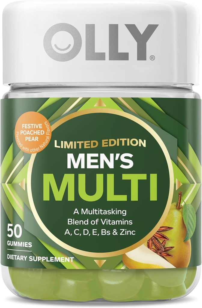 OLLY meeste multi, vitamiinid A, C, D, E, B, tsink, piiratud väljaanne, pidulik salaküpsetatud siider - 50 ct