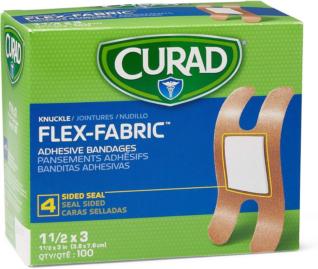 CURAD Flex- Fabric Adhesive Bandages, Knucle, 100 Ct, 1 BOX