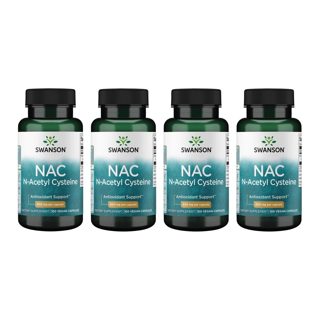 Swanson NAC - N- atsetüültsüsteiin - täiendus 600 mg 100 kapslit (4 pakendit)