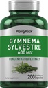 Piping Rock Gymnema Sylvestre Supplements 600 mg | 200 kapslit | Kontsentreeritud taimeekstrakt | Mitte-GMO ja Gluteenivaba